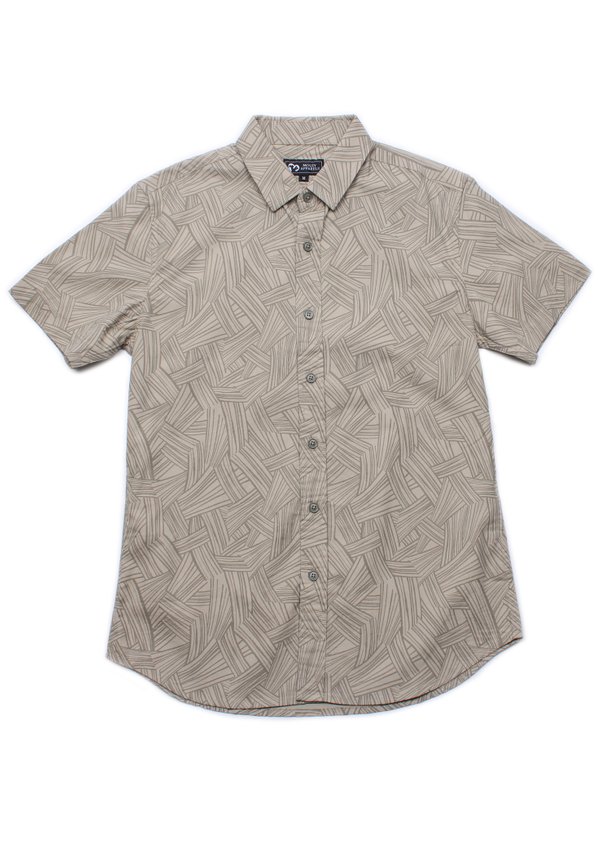 Weave Print Short Sleeve Shirt KHAKI (Men's Shirt)